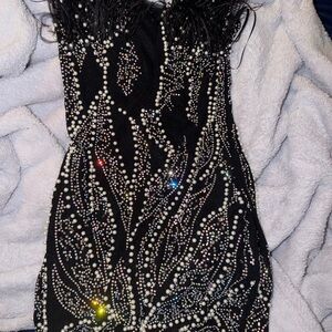 Elegant fashion nova Black Beaded Dress